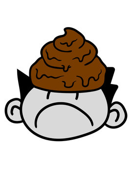 kopf schei&szlig;e haufen h&auml;ufchen gesicht ekelig kacka kot gestank kind gemalt kritzel comic cartoon junge mann cool clipart gl&uuml;cklich lustig frech bruder design
