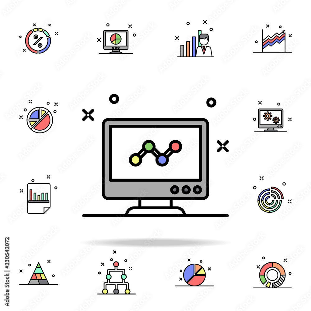 Poster computer diagram colored icon. business charts icons universal set for web and mobile