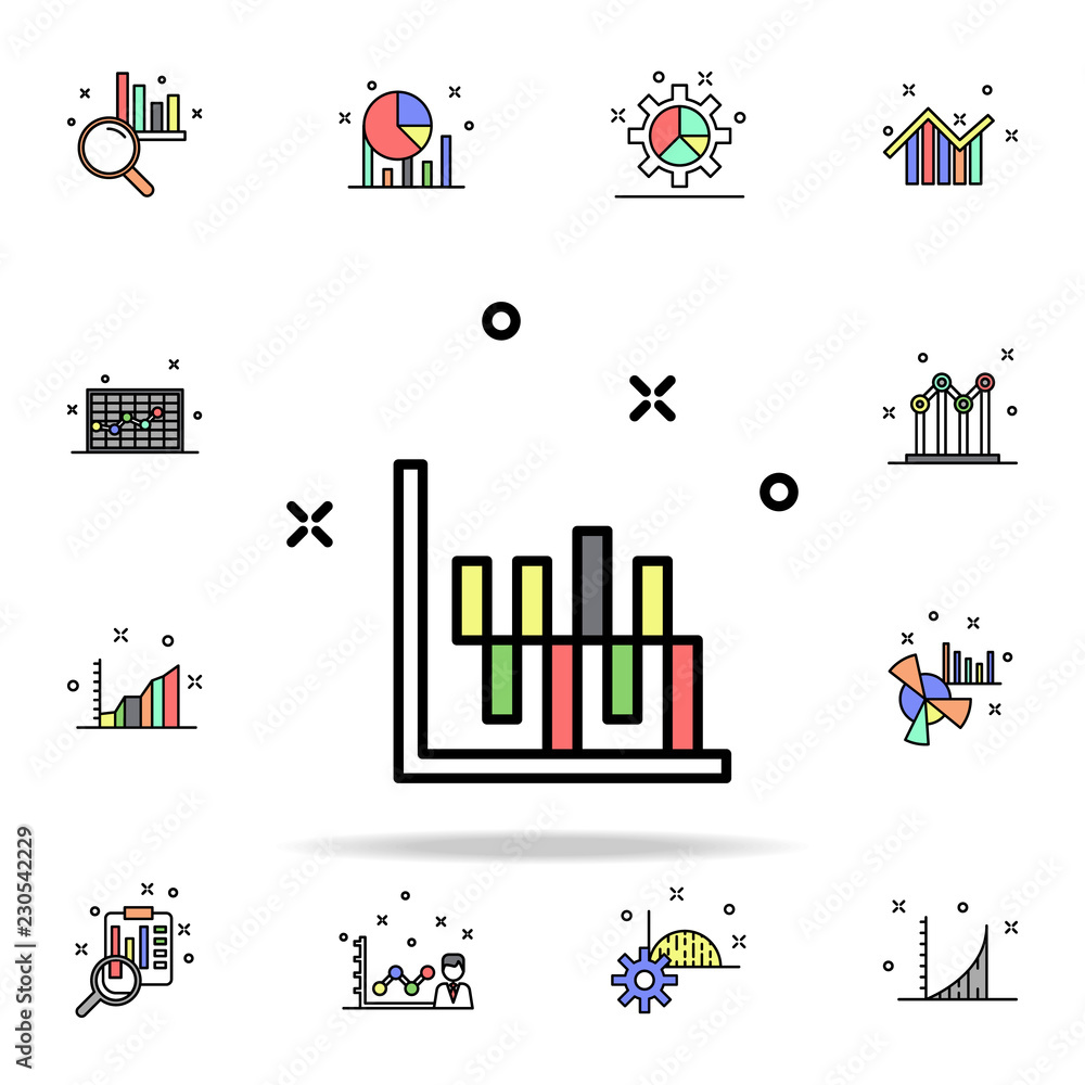Aufkleber diagram columns colored icon. business charts icons universal set for web and mobile