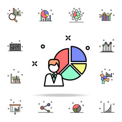 Characteristics of staff diagram pie colored icon. Business charts icons universal set for web and mobile