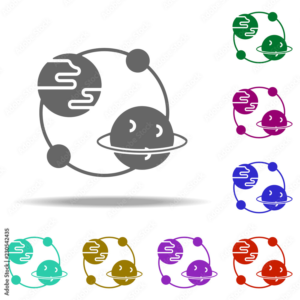 Poster astronomy, earth icon. elements of genetics and bioenginnering in multi color style icons. simple ic