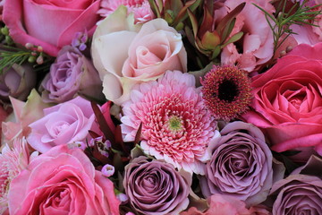 Mixed pink wedding flowers