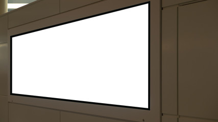 blank advertising billboard at airport,Mock up Poster media template Ads display in Subway station escalator