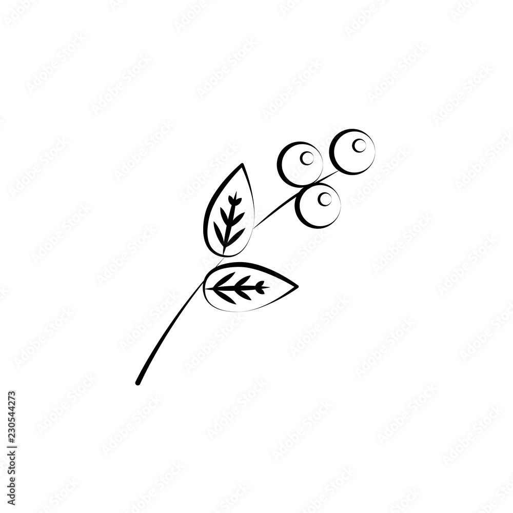 Poster branch icon. element of tea icon for mobile concept and web apps. hand drawn branch icon can be used