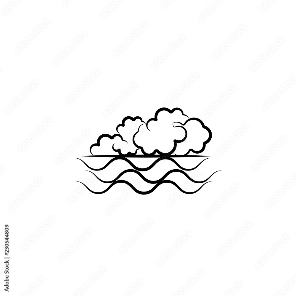Poster cloud, sea icon. element of weather icon for mobile concept and web apps. hand drawn cloud, sea icon