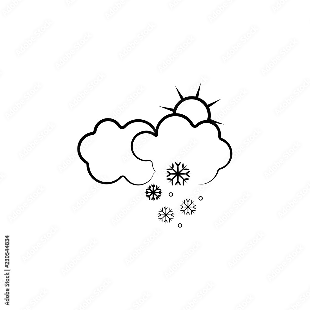 Poster cloud, sun, snow icon. element of weather icon for mobile concept and web apps. hand drawn cloud, su