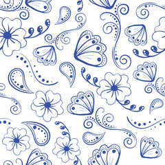 Chinoiserie Medley Vector Repeat Pattern perfect for fabric, wallpaper, or scrapbooking.