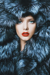 fur coat with hood