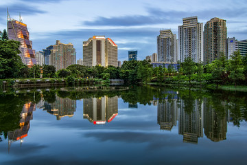 Fototapeta na wymiar City Nightscape of Shenzhen Litchi Park