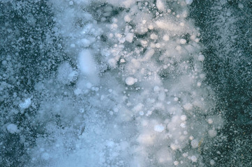 Ice texture with frozen air bubbles