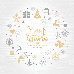 Retro Vintage Merry Christmas Greeting Card with Typography