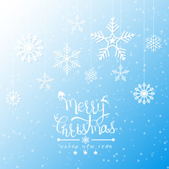 Naklejka na ściany i meble Merry Christmas Background with snow for Holiday Poster, Banner, Card. Vector illustration