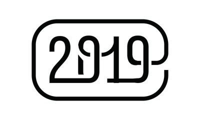 Happy New Year 2019. Typography logo design.