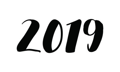 Happy New Year 2019. Typography logo design.