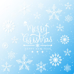 Naklejka na ściany i meble Merry Christmas Background with snow for Holiday Poster, Banner, Card. Vector illustration
