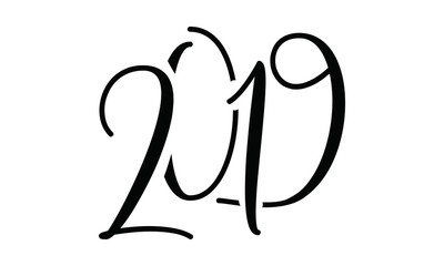 Happy New Year 2019. Typography logo design.