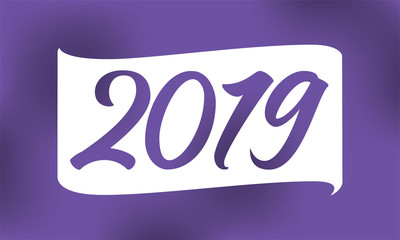 Happy New Year 2019. Typography logo design.