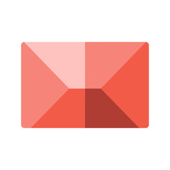 Red flat icon. Message envelope object. Emailing concept white background. Spam and sms writing.Lettering. 