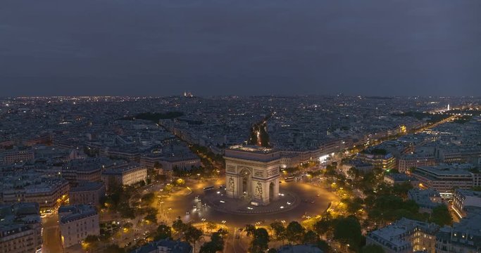 France Paris Aerial v59 Cityscape view looking over 8th in reverse following path of Avenue Foch 8/18
