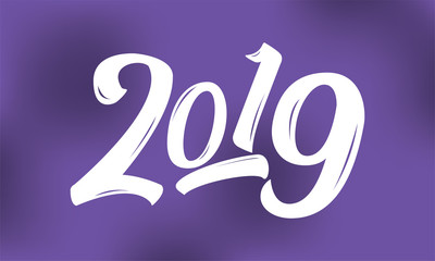 Happy New Year 2019. Typography logo design.