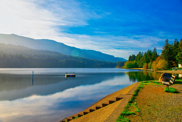 Westwood lake during the fall in Nanaimo, BC, Canada