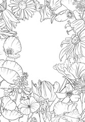 vector drawing background with flowers