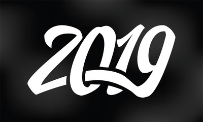 Happy New Year 2019. Typography logo design.