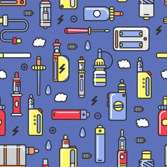 Vape devices and accessories with flavored steam seamless pattern.