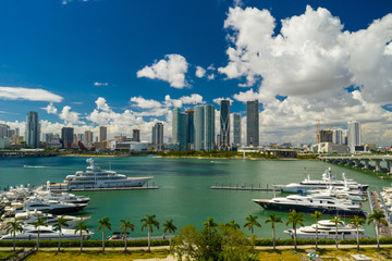 Fototapeta premium Aerial drone photo Island Gardens Deep Harbour Miami Florida