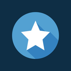 White star on blue circle isolated, Clean vector flat design. 