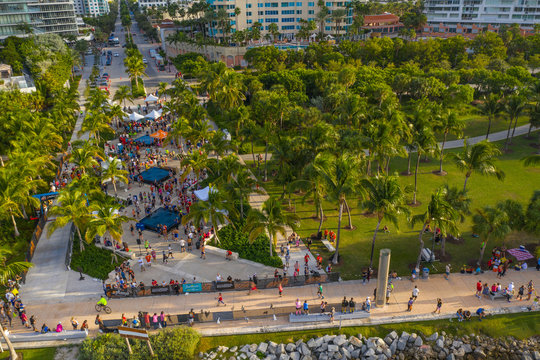 Aerial 2018 Miami Beach Half Marathon Finish Line South Pointe Park