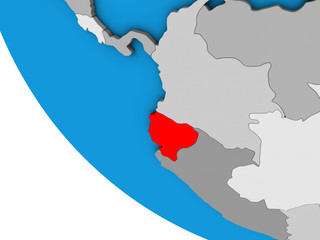 Ecuador on simple 3D globe.