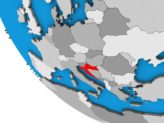 Croatia on simple 3D globe.