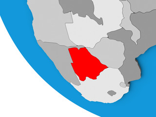 Fototapeta premium Botswana on simple 3D globe.