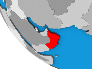 Fototapeta premium Oman on simple 3D globe.