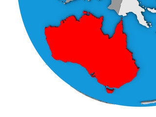 Australia on simple 3D globe.