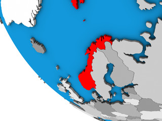Obraz premium Norway on simple 3D globe.