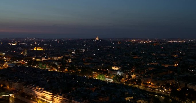 France Paris Aerial v67 Panning picturesque cityscape view of Ile de la Cite and Right Bank 8/18