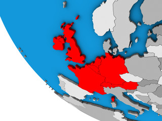 Obraz premium Western Europe on simple 3D globe.