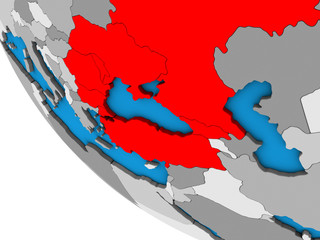 Black Sea Region on simple 3D globe.
