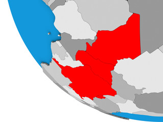 Fototapeta premium Central Africa on simple 3D globe.