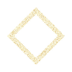 Gold sparkles glitter dust metallic confetti vector frame border background.