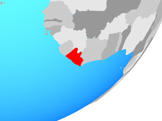 Fototapeta premium Liberia on blue political globe.