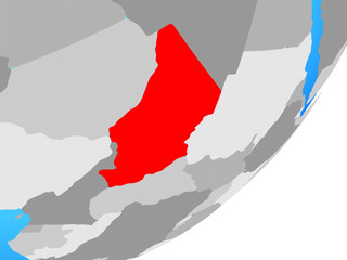 Chad on blue political globe.