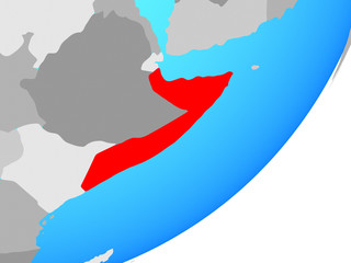 Fototapeta premium Somalia on blue political globe.