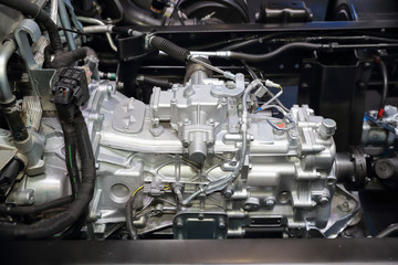 new diesel truck engine close up
