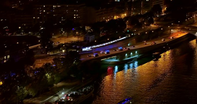 France Paris Aerial v70 Looking down at traffic detail to cityscape view 8/18