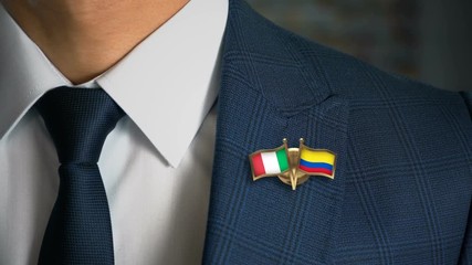 Businessman Friend Flags Pin Italy-Colombia - Powered by Adobe