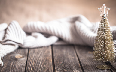 Festive Christmas cozy background with Christmas tree