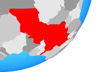 Central Africa on blue political globe.